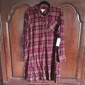 Time and Tru Red and Brown Plaid Dress